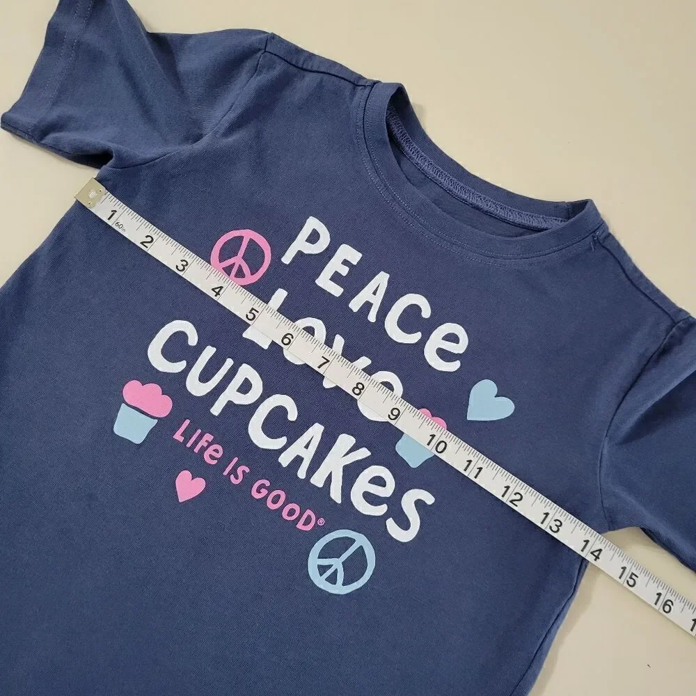Life Is Good® Kids PEACE LOVE CUPCAKES Crusher Blue Short Sleeve Tee